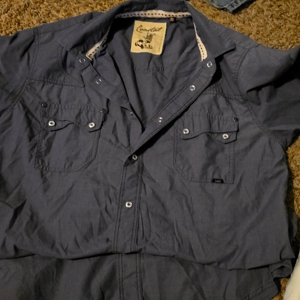 Mens Casual Gorp Core Cabin Core Utility Button up shirt Dark Grey